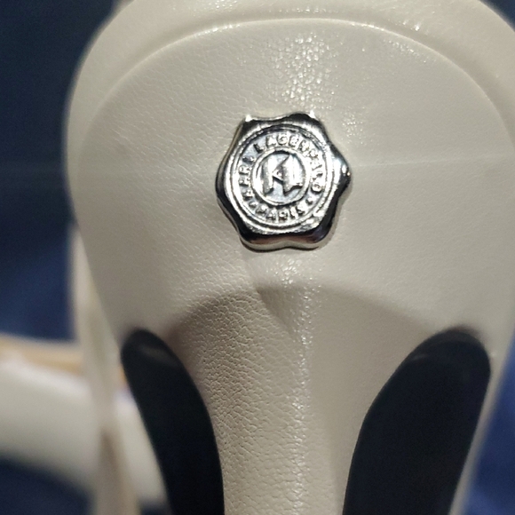 Karl Lagerfeld Soft White Cream Rosalyn Nappa Heels - Picture 8 of 13